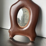 Antique  art nouveau mahogany wooden frame measurements 27.5 cm x 20 cm  convex glass
