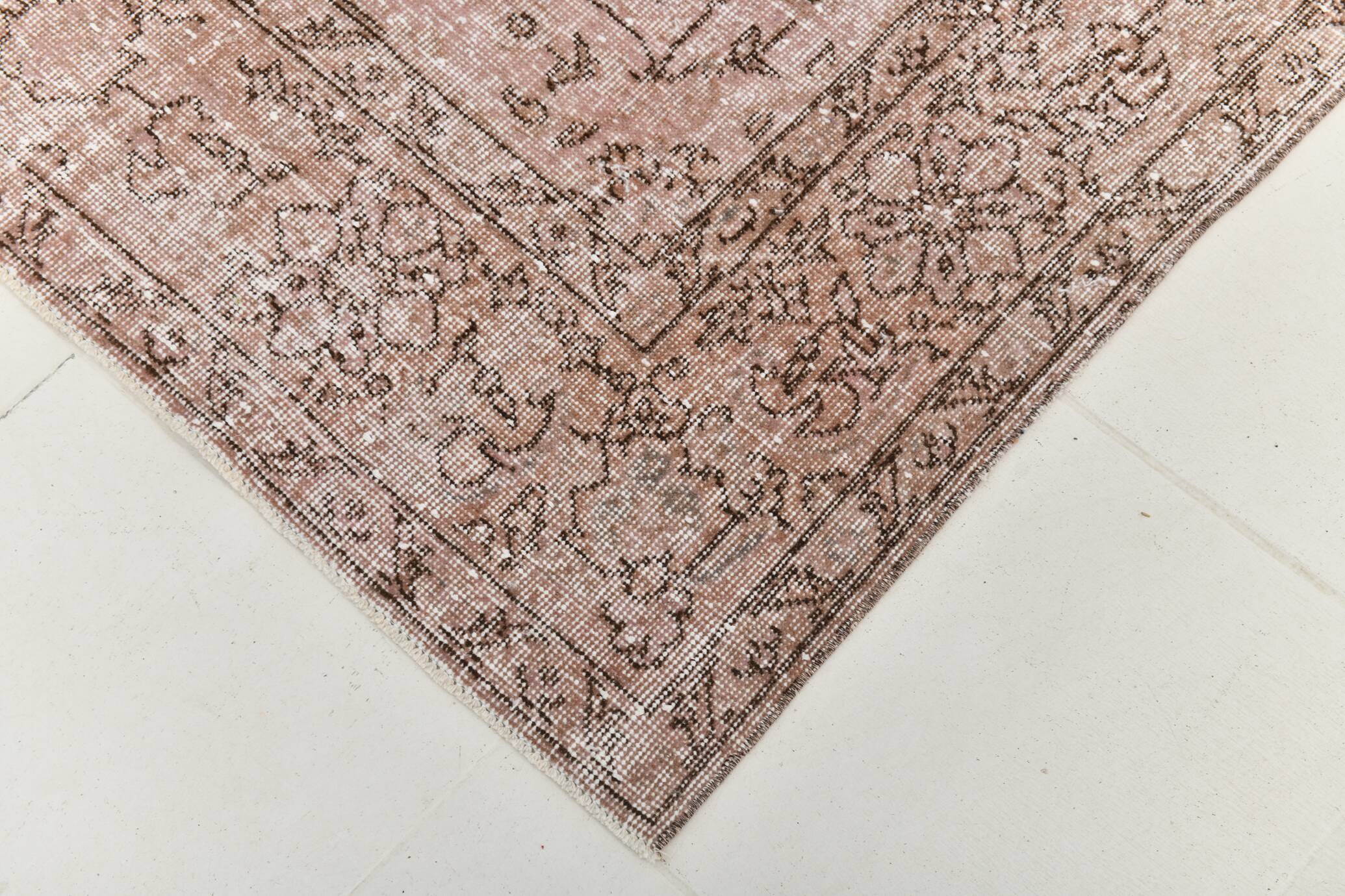 Pink & Brown Large Vintage Rug, 213x325Cm