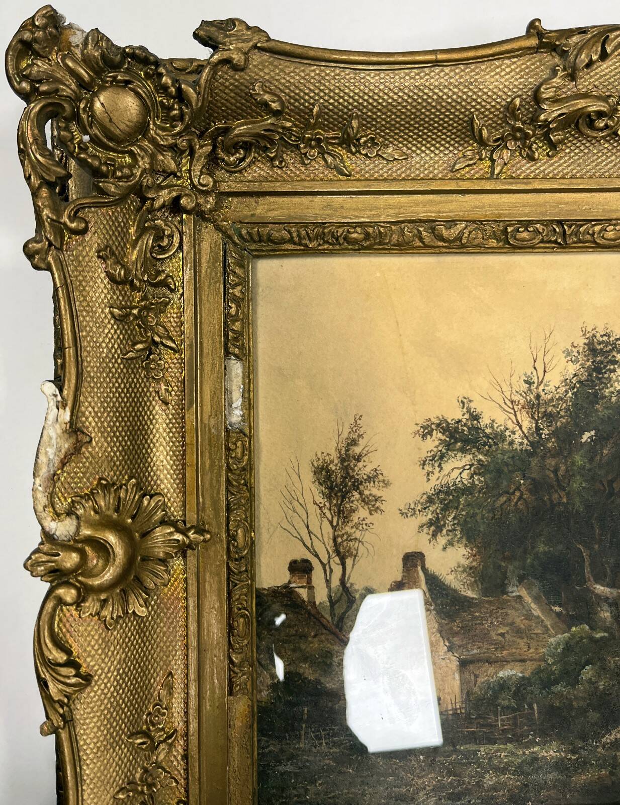 Watercolour "Masure and Herd" Jean-Marie Oscar GUÉ (1809-1877)