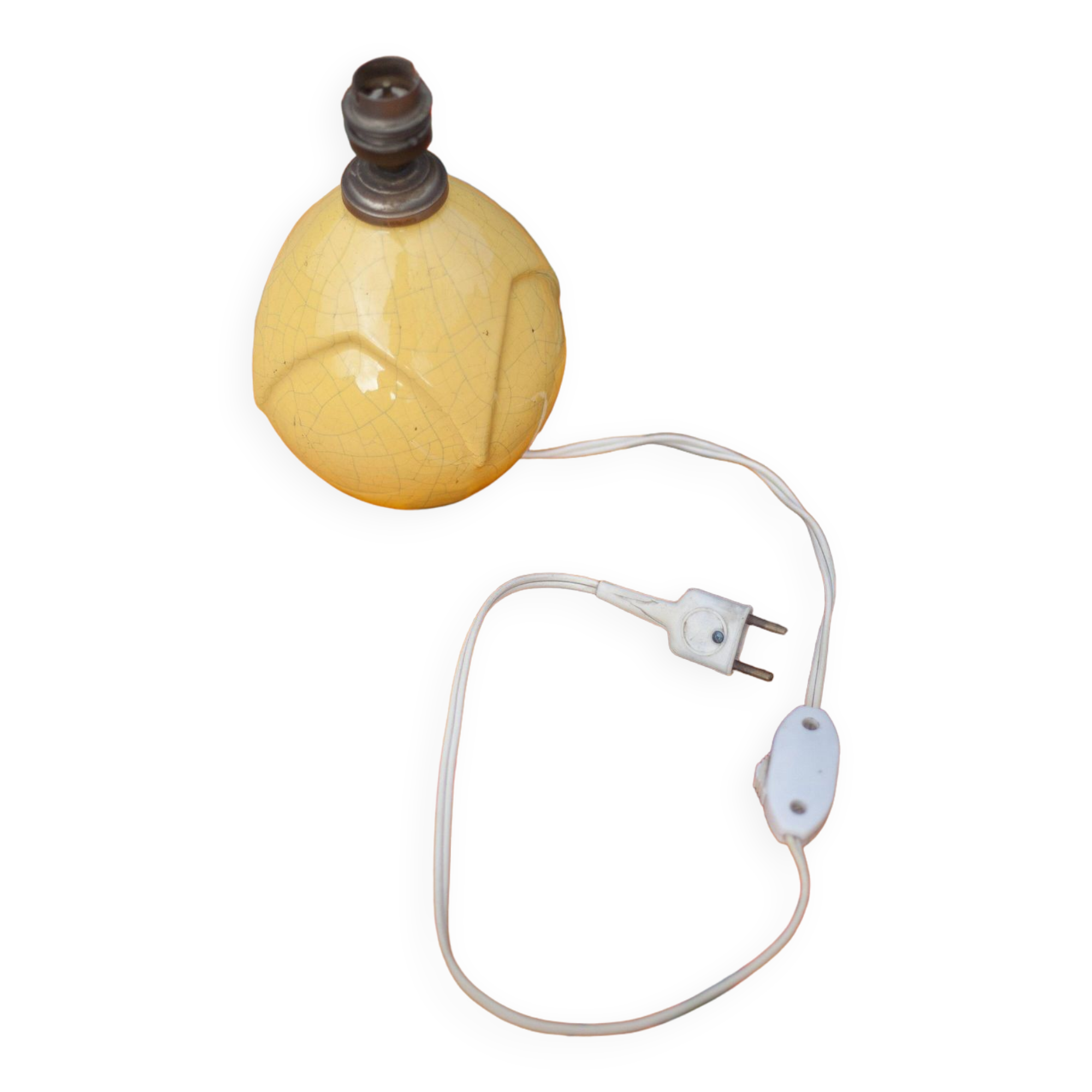 Vintage lamp, cracked ceramic lamp, yellow lamp, table lamp, bedside lamp, art deco, friend