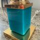 Vintage column lamp base in opaline and brass
