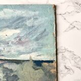 Ancient oil painting on French cardboard depicting landscapes - Recto-verso