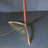 Danish teak floor lamp with brass tripod foot, 1960s