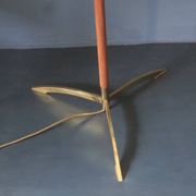 Danish teak floor lamp with brass tripod foot, 1960s