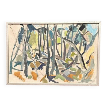 Original Swedish Oil on Panel – "Vår i Kvarnbo" by Bengt Forsberg – Signed – Dated 1950 – Vintage and Framed – 52.5 × 36 cm (20.7" × 14.2")