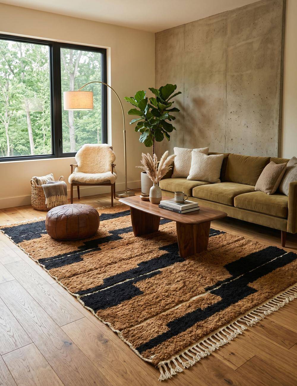 Contemporary brown and black rug - 10.1 x 6.7 ft / 307 x 205 cm