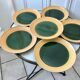 Lot de 6 assiettes plates en céramique émail vert salins modèle "capvern" années 60-70