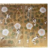 Painted canvas depicting lemurs. Contemporary work.
