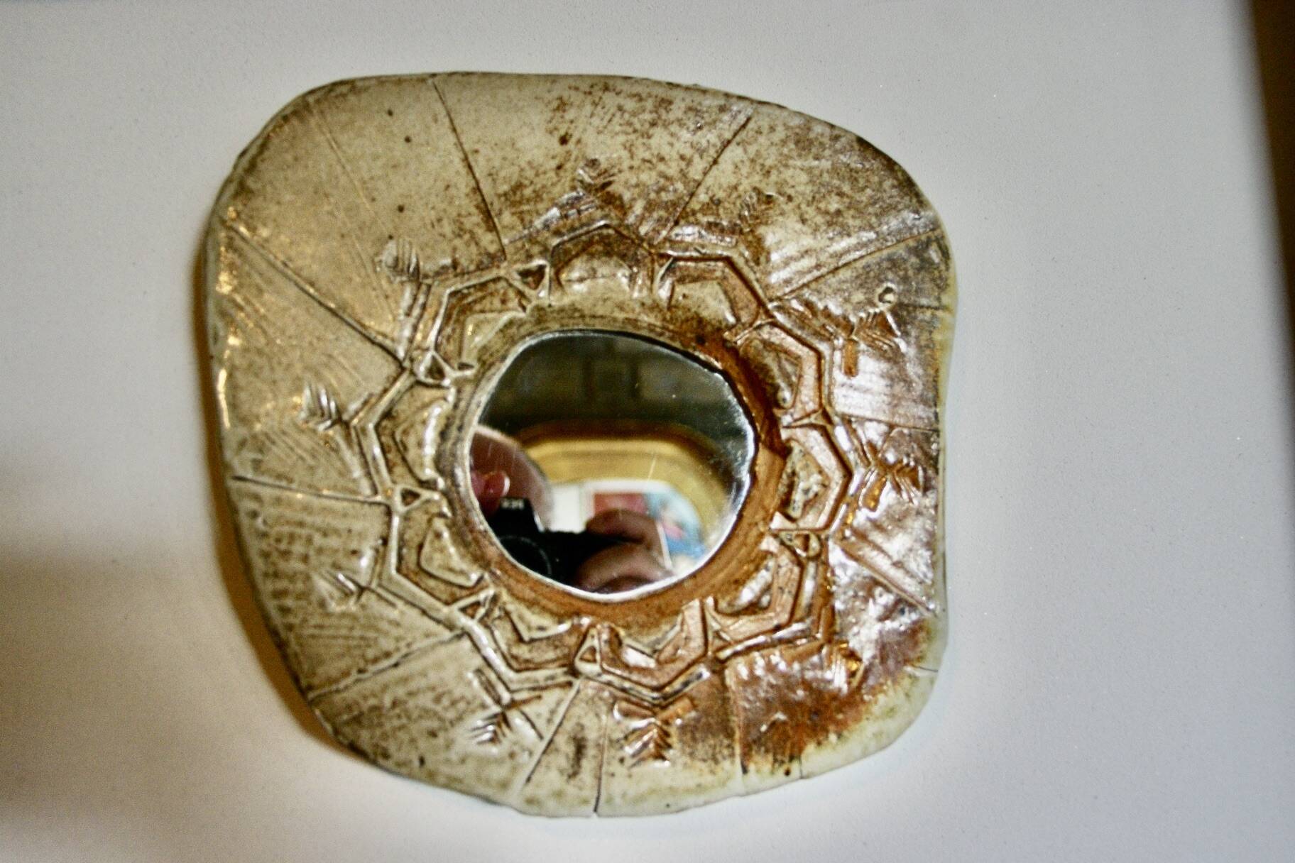 Vintage sandstone mirror from La Borne by Bruno H'dry 1960