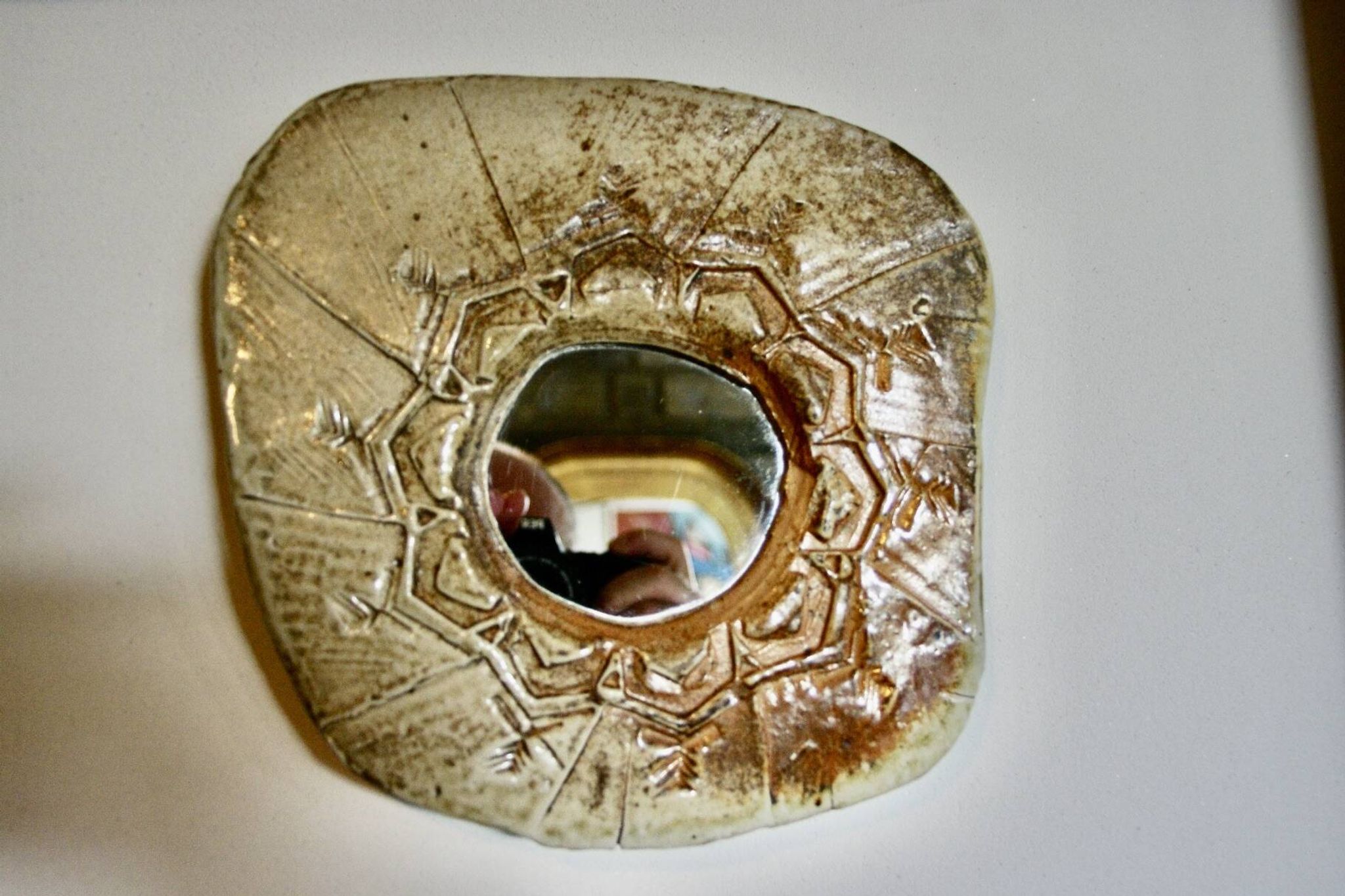 Vintage sandstone mirror from La Borne by Bruno H'dry 1960