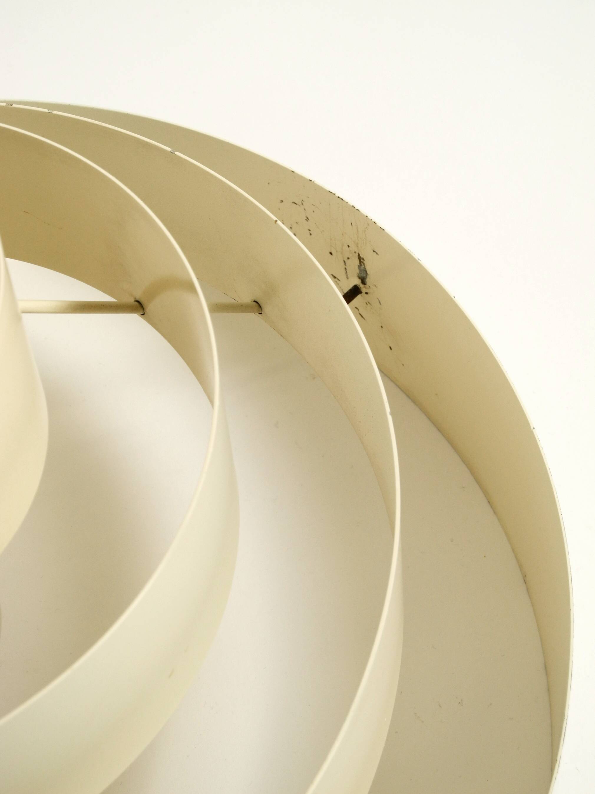 1960s Space Age heavy solid slatted metal pendant lamp
