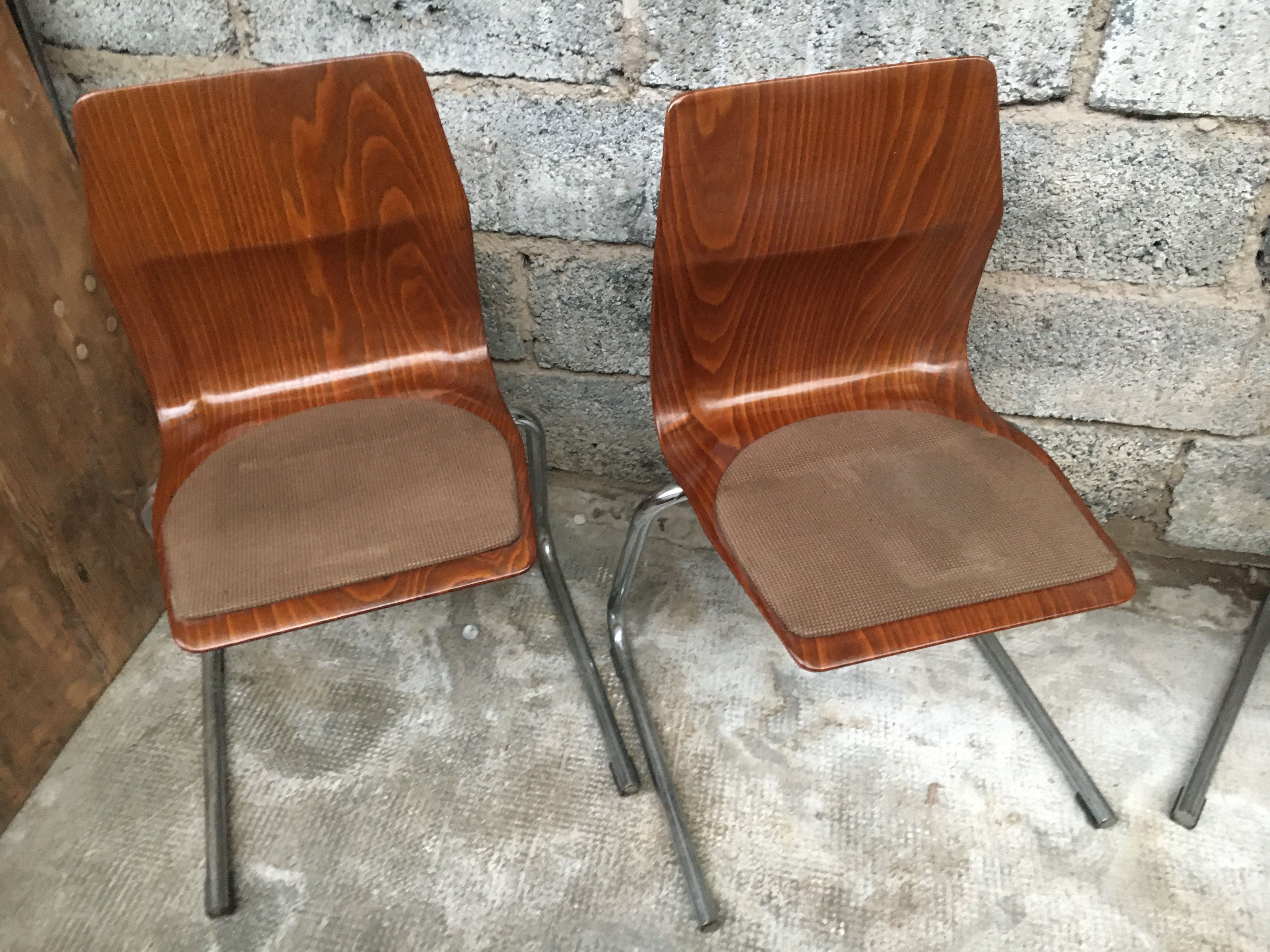 Series of 8 vintage retro stackable chairs FLOTOTTO PAGHOLZ by Adam Stegner 1960 1970