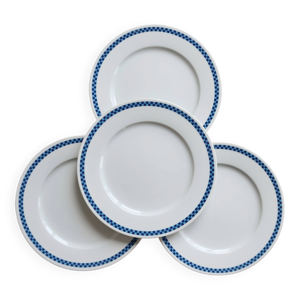 4 assiettes Lustucru - motif damier