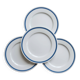 4 vintage Lustucru plates in porcelain with a blue checkered pattern.