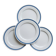 4 vintage Lustucru plates in porcelain with a blue checkered pattern.