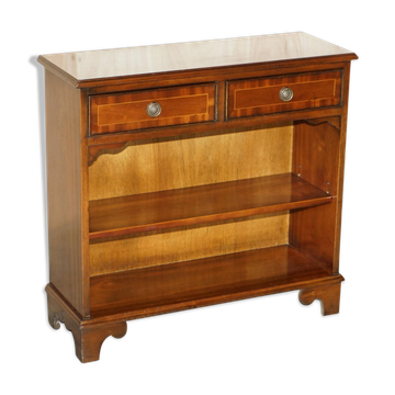 Vintage Low Bevan Funnell Library in Flamed Mahogany with Two Drawers