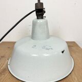 Industrial White Enamel Factory Lamp with Cast Iron Top, 1960s