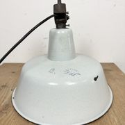 Industrial White Enamel Factory Lamp with Cast Iron Top, 1960s