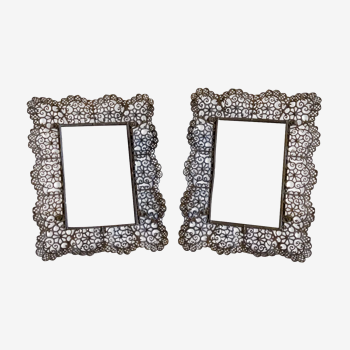 Pair of 1900s filigree metal photo frames