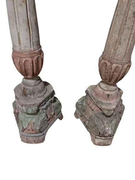 Pair of wooden candlesticks 43 cm - 18th century style