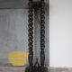Vintage wood and marble side table, Louis XIII style turned wood pedestal table