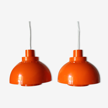 Vintage orange pendant lamps