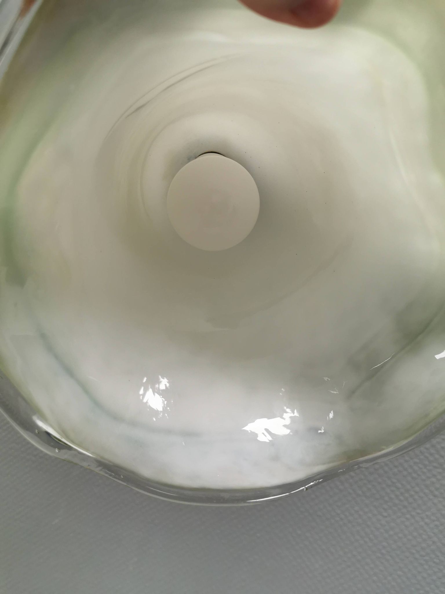 Pendant lamp in multicolored glass. Probably Danish or Swedish from 1970s
