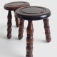 Mid-Century Chestnut Wood Stools Attributed to Charles Dudouyt, 1950s