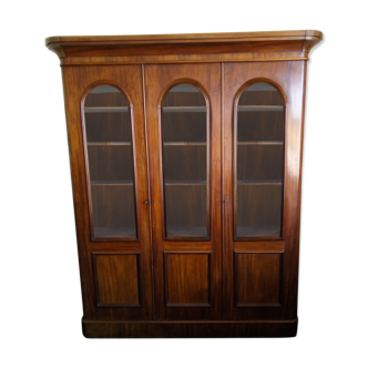 Mahogany bookcase glazed glass warhead windows