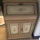 Secretary in pine, wood painted with floral patterns.