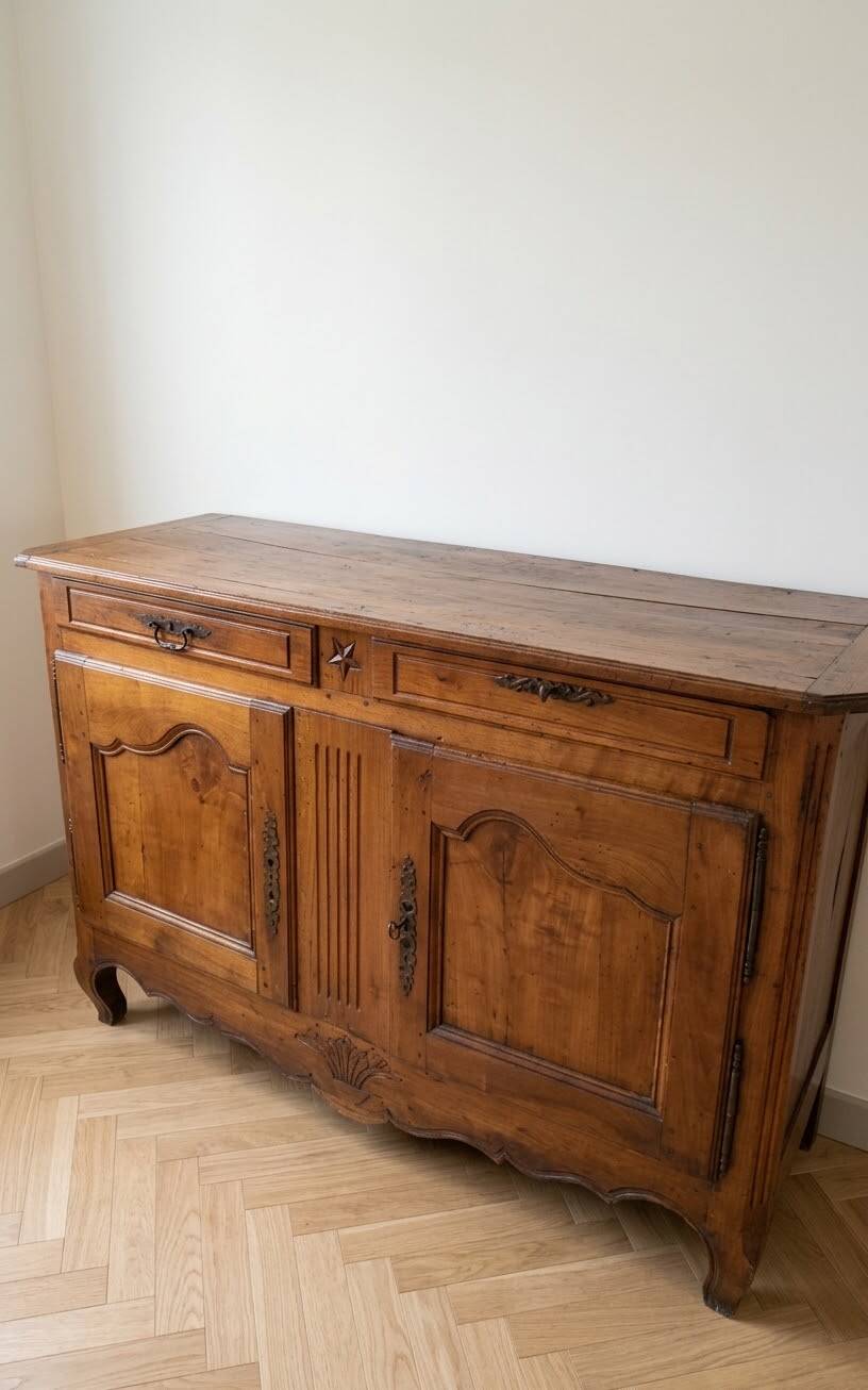 Rustic old buffet made of solid wood