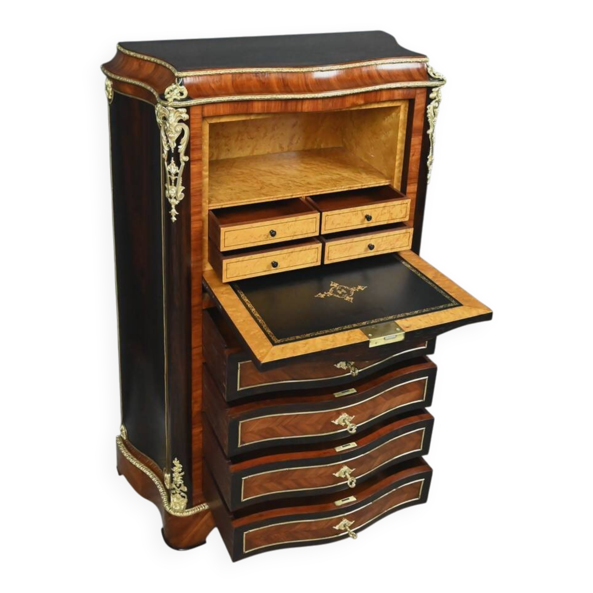 Secretary in precious wood marquetry, Napoleonic III period – Mid 19th century