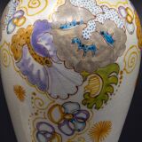 Pair of hand-painted ceramic vases in Dutch Art Nouveau Gouda PZH, 'Violetta', 1899