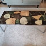 70s vintage chrome and resin coffee table