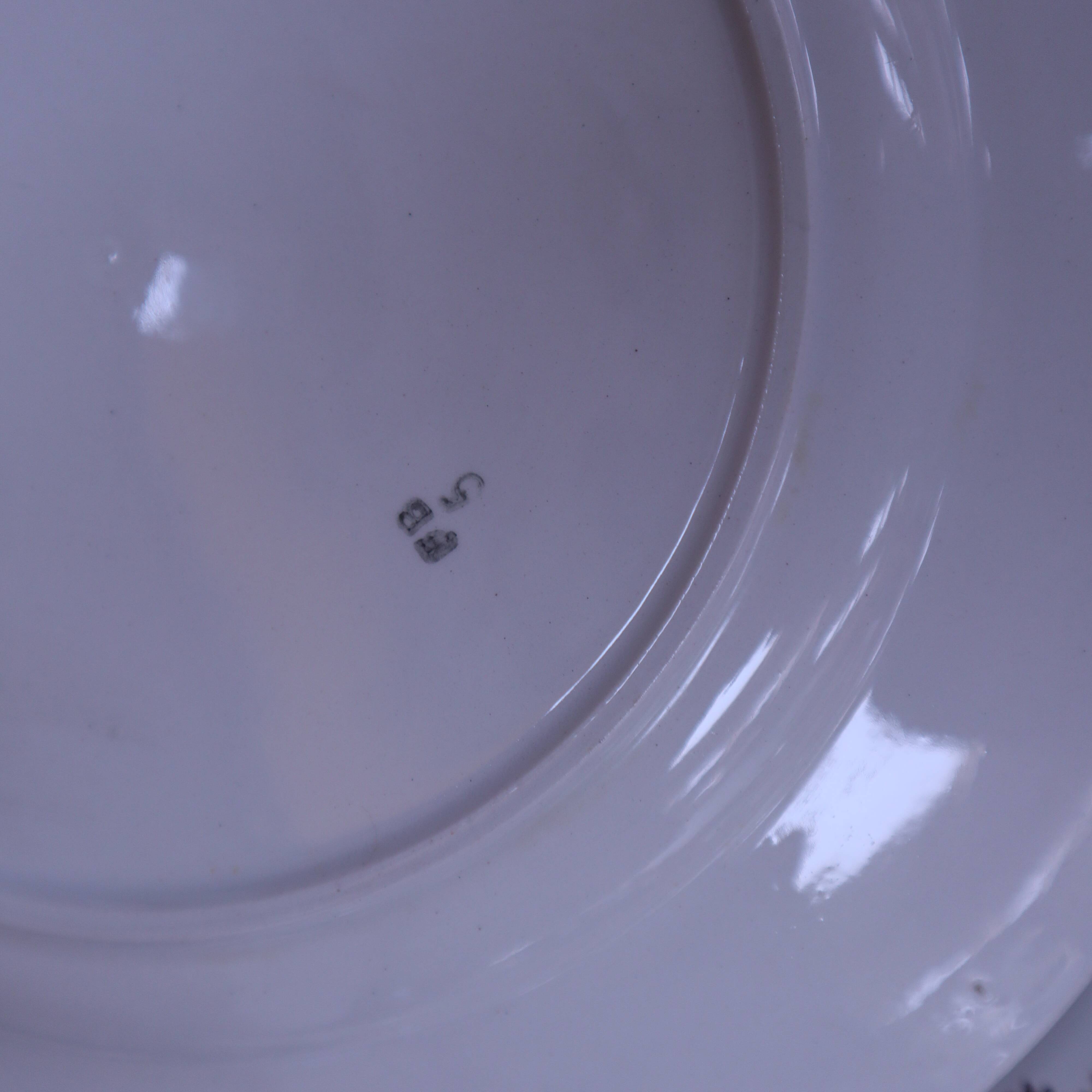 6 flat plates in half porcelain signed FB Floral decoration