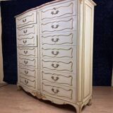 Louis XV style double row crossbow chest of drawers in lacquered and gilded wood circa 1900