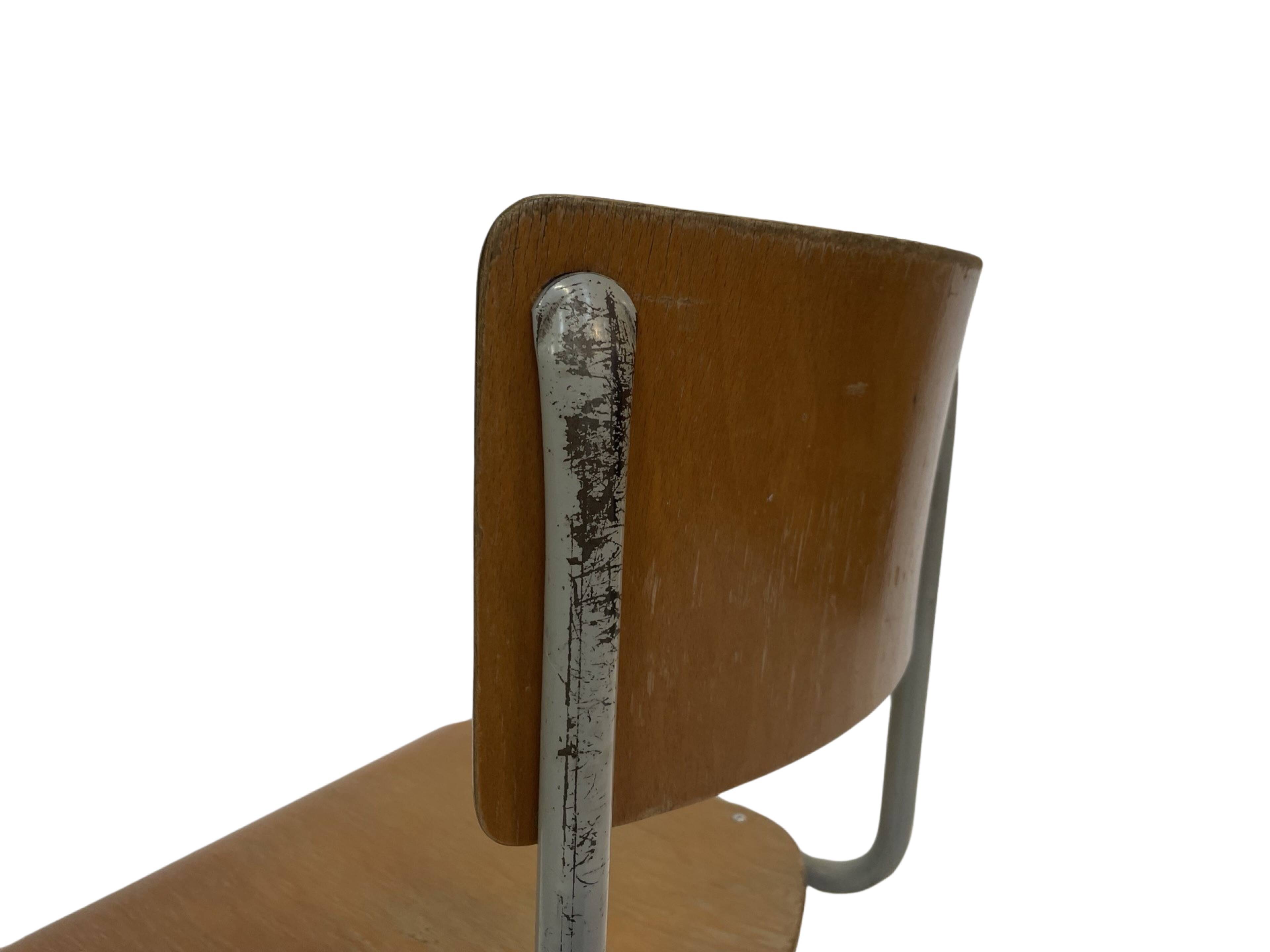Vintage school chair 1960s minimalist design wood and metal