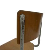 Vintage school chair 1960s minimalist design wood and metal
