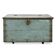 Wooden storage chest with blue patina