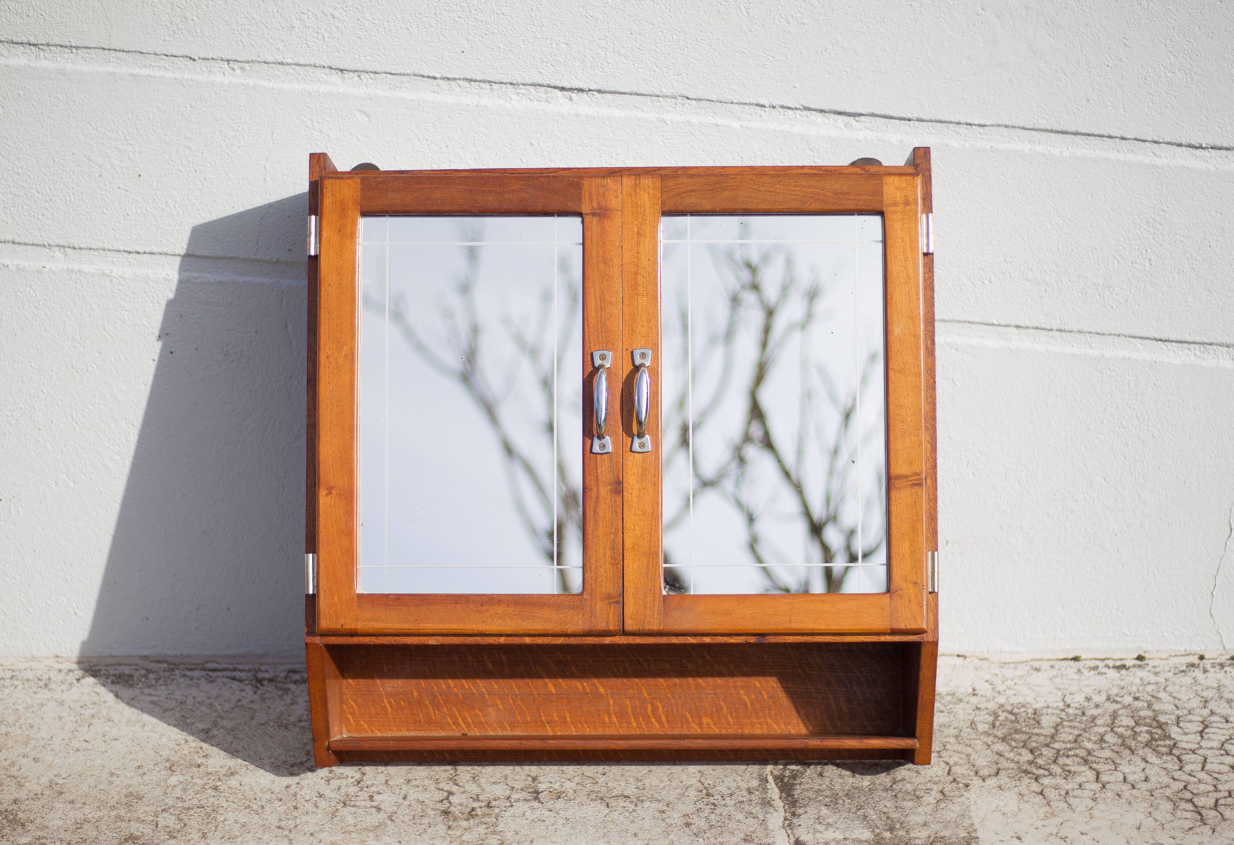 Art deco bathroom cabinet, vintage art deco wall-mounted Medicine Cabinet, 2 doors