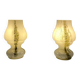 Pair of mushroom table lamps in white and green glass by Doria Leuchten, 1970.