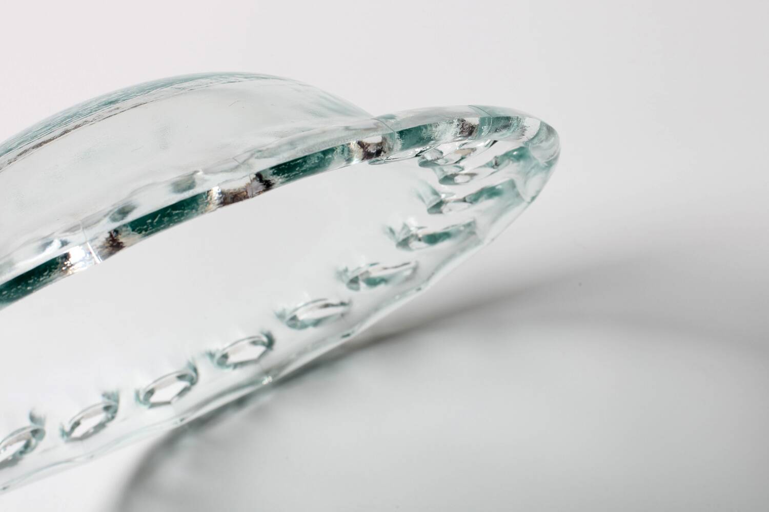 Vintage Georgia Green Recycled Glass Fruit Bowl / Cutout Platter / Spain