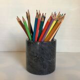 Black gray marble pencil pot
