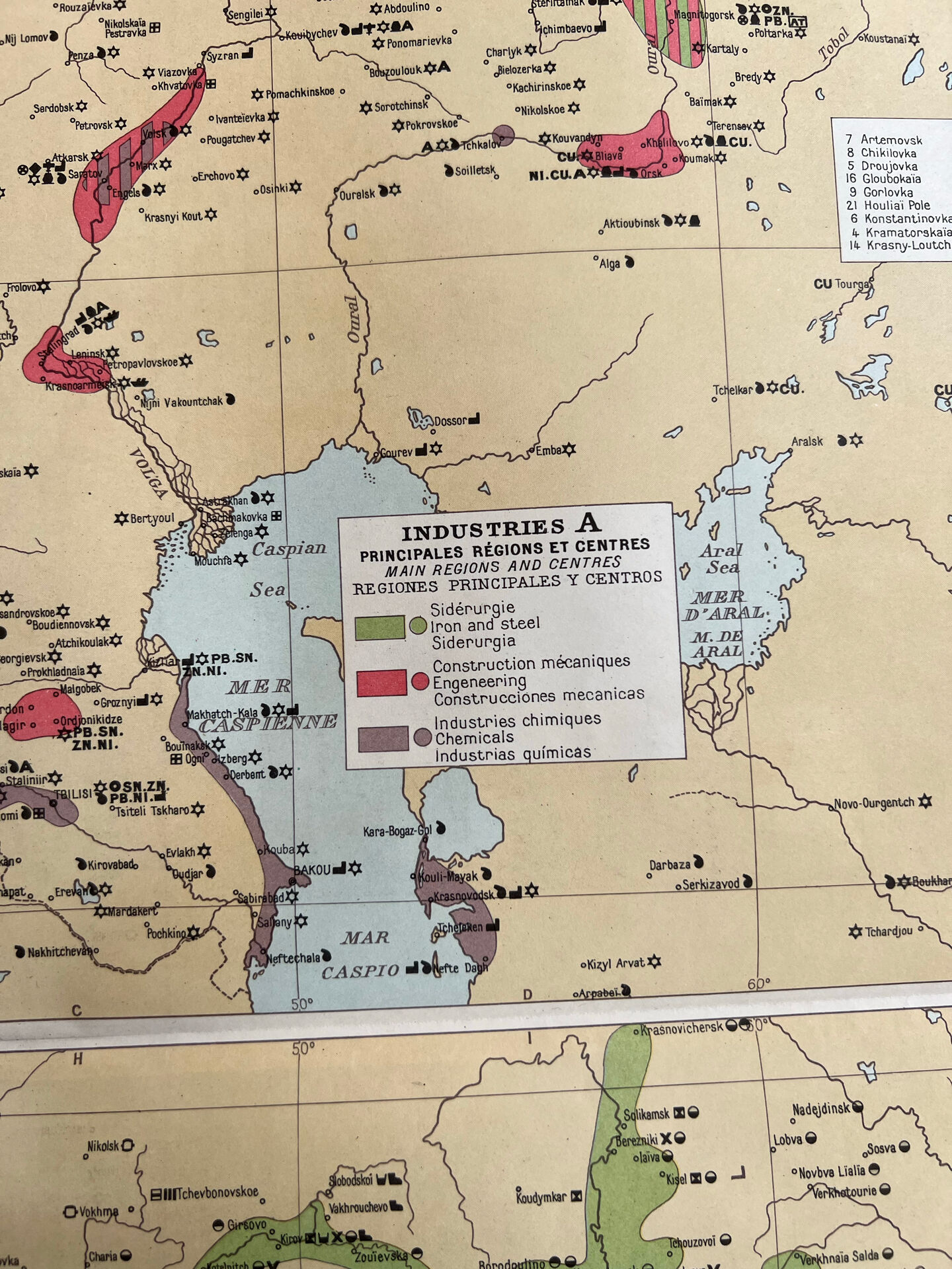Carte industrielle de l’U.R.S.S. — Double planche originale