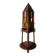 Porte-manteau / porte-parapluies Art Déco en chêne unique – Design obélisque des années 1920 avec vitrail