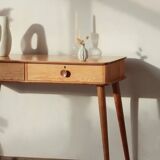 Console Vintage en Chêne Massif – Pieds Fuseaux & 2 Tiroirs