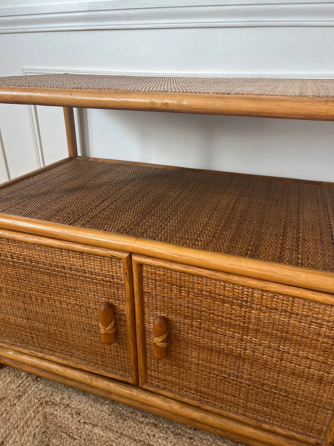 Bamboo and rattan sideboard, 1980s