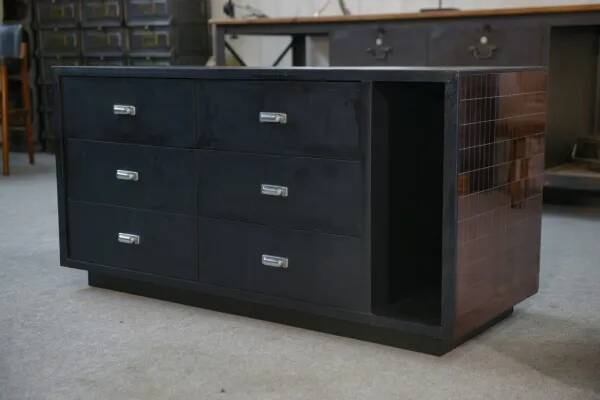 Set of 2 smoked mirrored dressing tables/jewelry counters with drawers 1970s