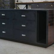 Set of 2 smoked mirrored dressing tables/jewelry counters with drawers 1970s