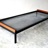 Lit de Repos / Daybed Edition Auping en métal laqué gris et chêne - Vintage des années 50 / 60